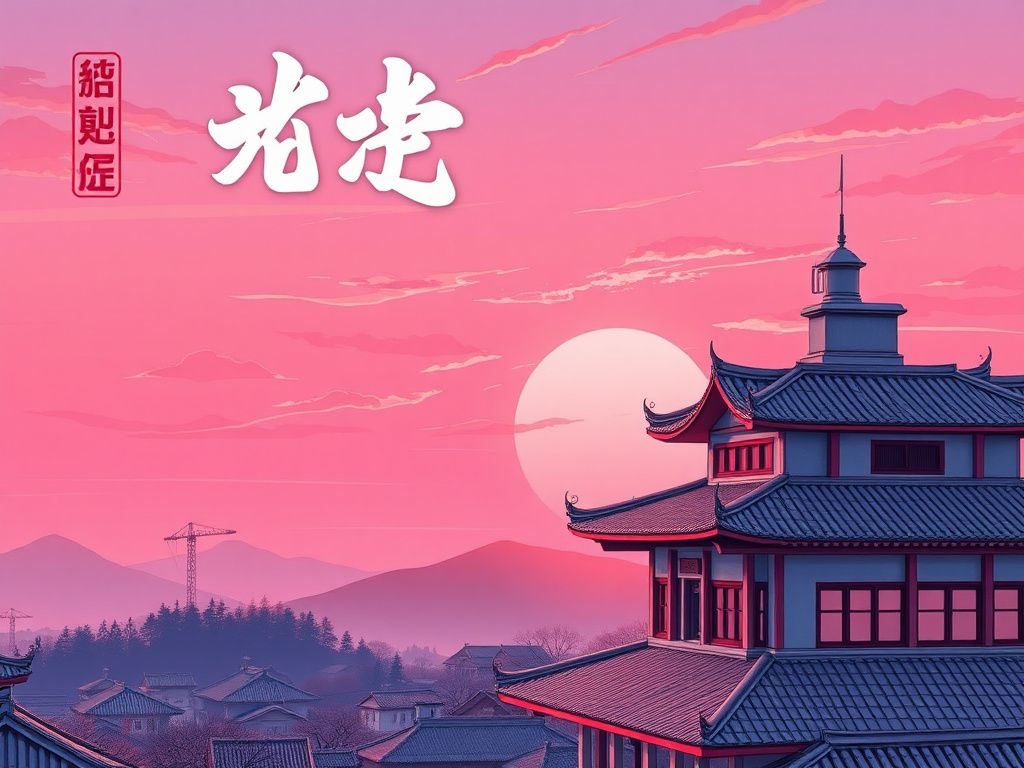Chinese romance comic cover with pink sunset and a school rooftop