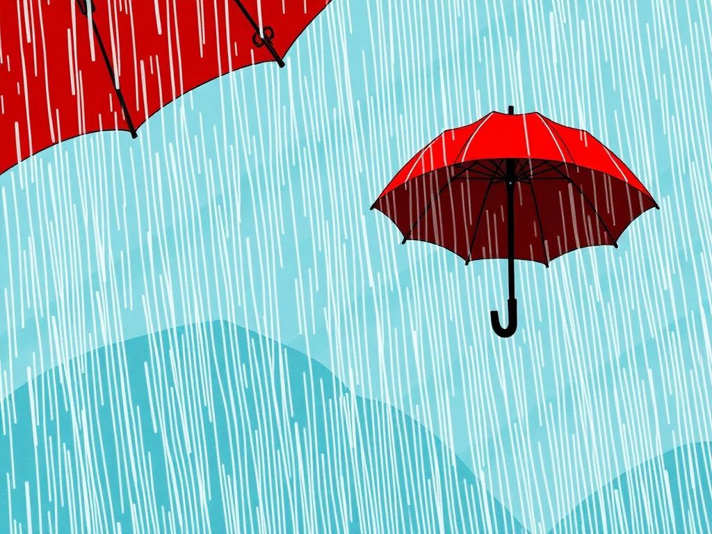 Ongoing comic cover showing a red umbrella in the rain