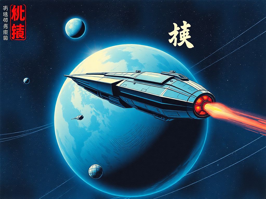 Chinese science fiction comic cover with a starship above a blue planet